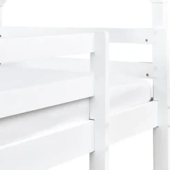 Kinderbedden-Beliani GIRGOLS - Stapelbed met opbergruimte - Wit - 90 x 200 cm - Dennenhout