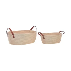Opbergmanden-Beliani GISSAR - Manden set van 2 - Beige - Katoen