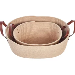 Opbergmanden-Beliani GISSAR - Manden set van 2 - Beige - Katoen