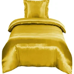 2-Persoons Dekbedovertrekken-Zavelo Glanzend Satijnen Dekbedovertrek Beauty Silk Goud-2-persoons (200 x...