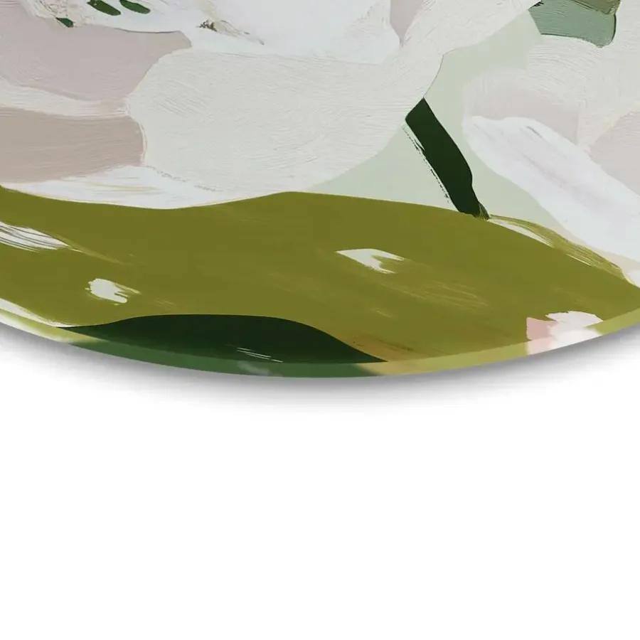 Reinders Glasschilderij Bloemen - Ø 70cm - Wit