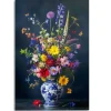 Reinders Glasschilderij Delfts Blauw bloemen - 116 x 78cm - Bont