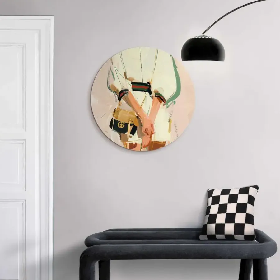 Reinders Glasschilderij Italiaanse looks - Ø 50cm - Beige