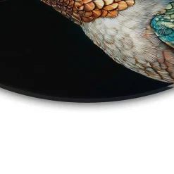 Schilderijen-Reinders Glasschilderij Kolibrie met bloemenkroon - Ø 50cm - Bont