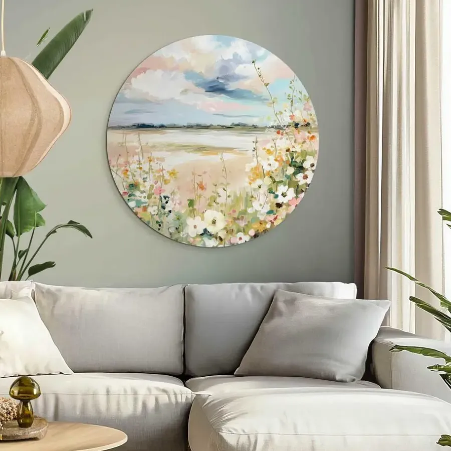 Reinders Glasschilderij Lente horizon - Ø 70cm - Beige