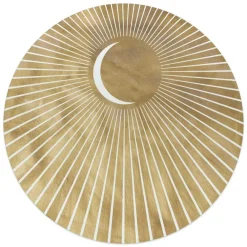 Schilderijen-Reinders Glasschilderij Maan - Ø 50cm - Goudkleurig