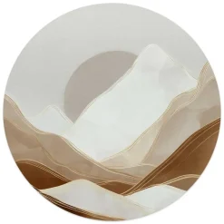 Reinders Glasschilderij Maan achter de bergen - Ø 50cm - Beige