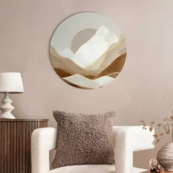 Reinders Glasschilderij Maan achter de bergen - Ø 50cm - Beige