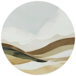 Schilderijen-Reinders Glasschilderij Neutrale natuur - Ø 70cm - Beige