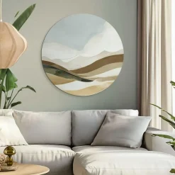Schilderijen-Reinders Glasschilderij Neutrale natuur - Ø 70cm - Beige