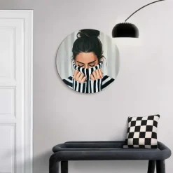 Schilderijen-Reinders Glasschilderij Rustige sfeer - Ø 50cm - Zwart-Wit