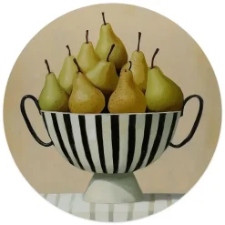 Reinders Glasschilderij Schaal met peren - Ø 50cm - Groen