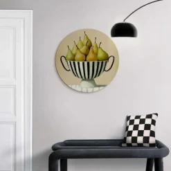 Reinders Glasschilderij Schaal met peren - Ø 50cm - Groen