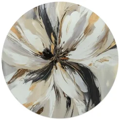 Reinders Glasschilderij Stijlvolle bloem - Ø 50cm - Beige