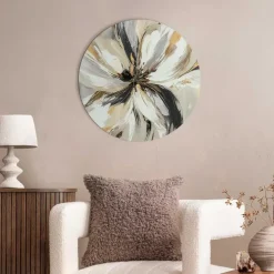 Reinders Glasschilderij Stijlvolle bloem - Ø 50cm - Beige
