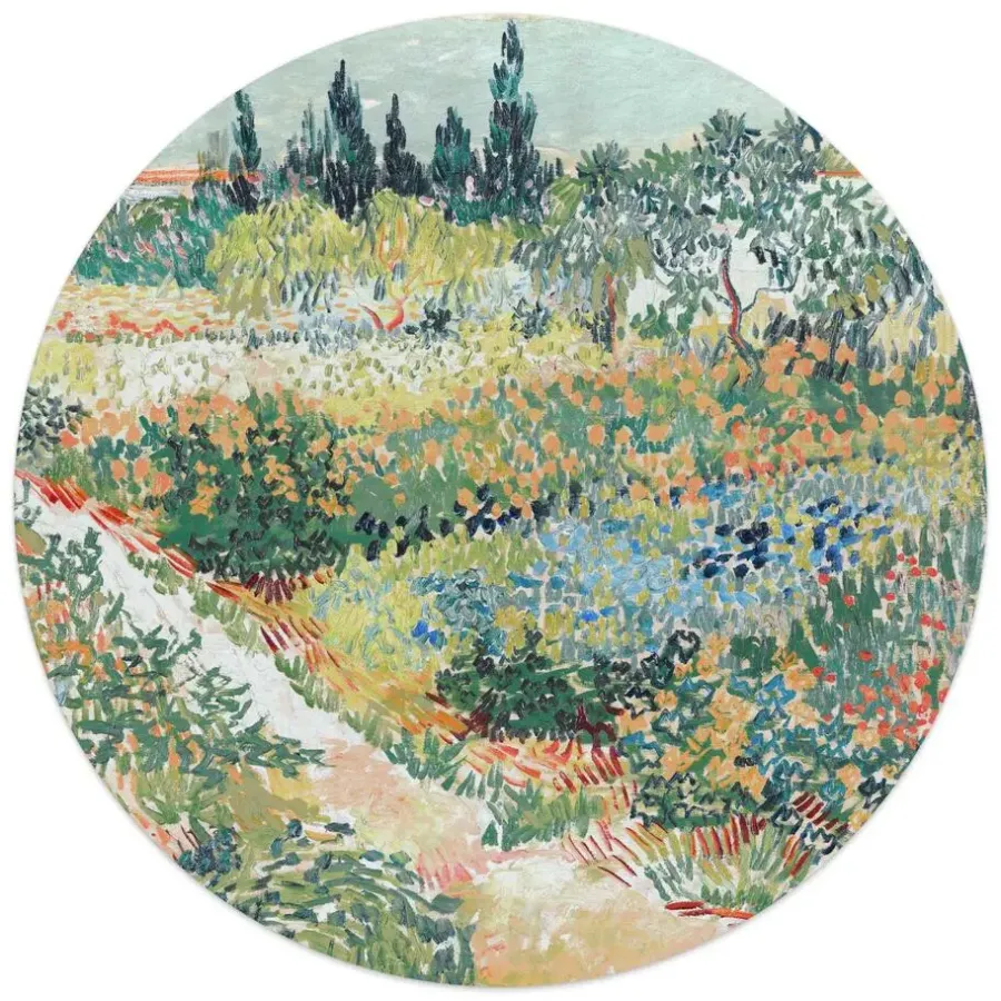 Reinders Glasschilderij Van Gogh - Tuin in Arles - Ø 50cm - Groen