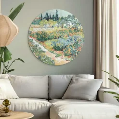 Reinders Glasschilderij Van Gogh - Tuin in Arles - Ø 70cm - Groen