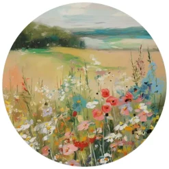 Reinders Glasschilderij Zomers strand - Ø 70cm - Beige