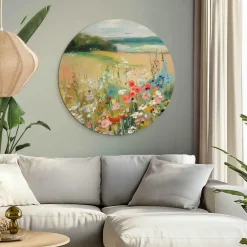 Reinders Glasschilderij Zomers strand - Ø 70cm - Beige