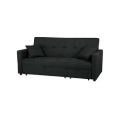 Beliani GLOMMA - Slaapbank 3-zits - Zwart - Polyester