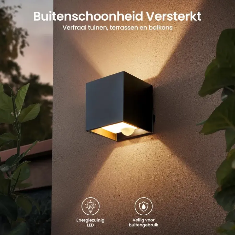 Goliving buitenlamp – Wandlamp - Kubuslamp – LED - Zwart