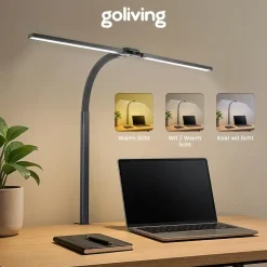 Bureaulampen|Bureaulampen-Goliving Bureaulamp met Klem - 78 CM - LED Dimbaar - Touch Bediening