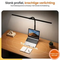 Bureaulampen|Bureaulampen-Goliving Bureaulamp met Klem - 78 CM - LED Dimbaar - Touch Bediening