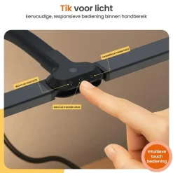 Bureaulampen|Bureaulampen-Goliving Bureaulamp met Klem - 78 CM - LED Dimbaar - Touch Bediening