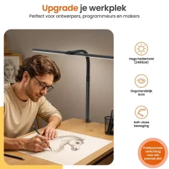 Bureaulampen|Bureaulampen-Goliving Bureaulamp met Klem - 78 CM - LED Dimbaar - Touch Bediening