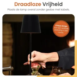 Goliving Chroma Tafellamp Oplaadbaar – Draadloos en Dimbaar – Touch – Nachtlamp