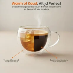Koffieglazen-Goliving Dubbelwandige Koffieglazen - Kopjes - Glazen - Set Van 6