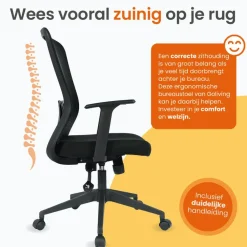 Goliving Ergonomisch bureaustoel - Verstelbaar - Op wieltjes - Zwart