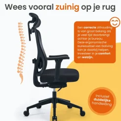 Bureaustoelen|Bureaustoelen-Goliving Ergonomische Bureaustoel - Kantoorstoel - Volwassenen - Zwart