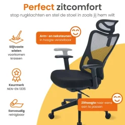 Bureaustoelen|Bureaustoelen-Goliving Ergonomische Bureaustoel - Kantoorstoel - Volwassenen - Zwart