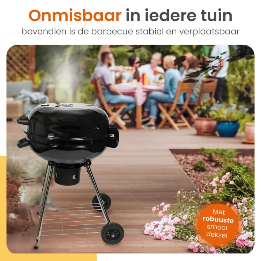 Barbecues En Accessoires-Goliving Houtskool Barbecue - Ø54 cm - Inclusief Accessoires - BBQ op Wielen