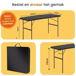 Goliving Inklapbare Tafel – Klaptafel – Campingtafel – Vouwtafel Buiten