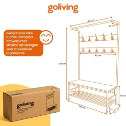 Kapstokken-Goliving Kapstok - Garderoberek - Schoenenrek - Staand - XL - Zwart Hout