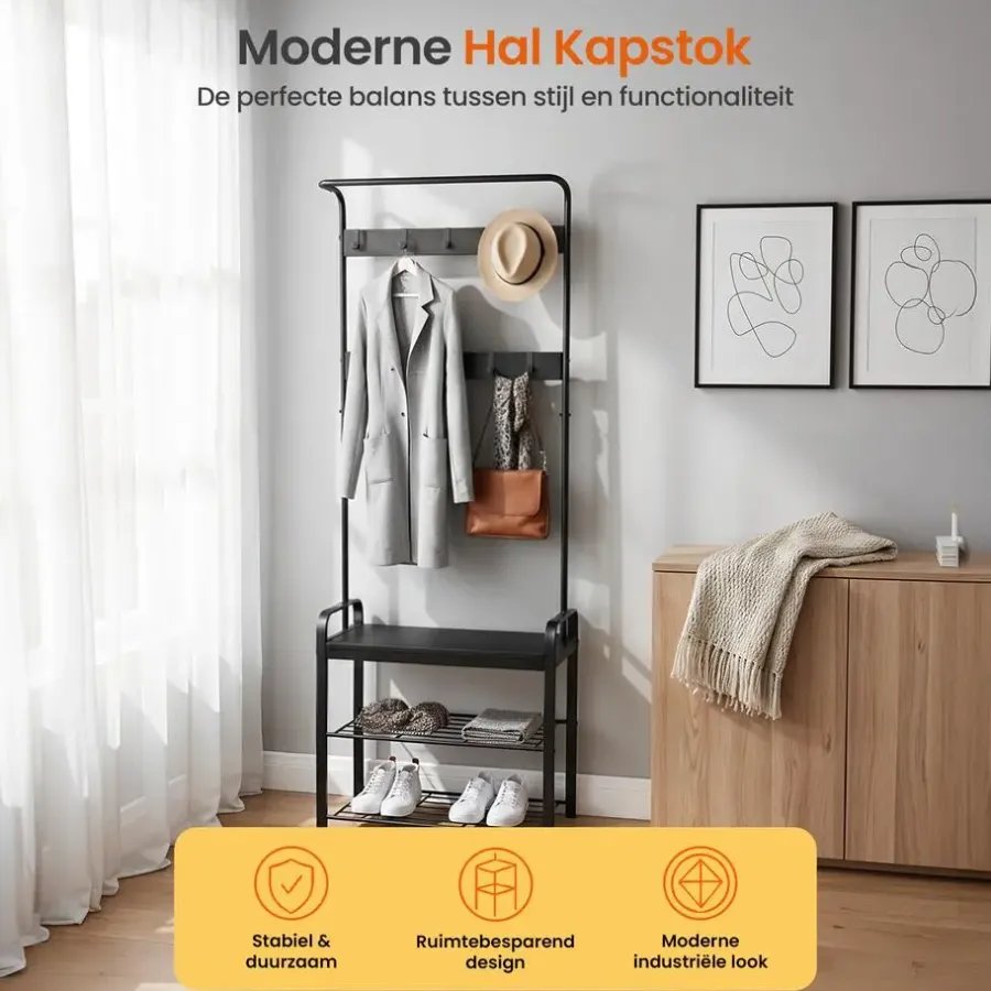 Kapstokken-Goliving Kapstok - Garderoberek - Schoenenrek - Staand - Industrieel