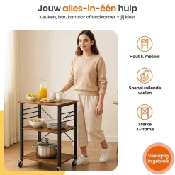 Goliving Keukentrolley - Keukenkast - Keukenrek - Keuken Organizer - Bruin