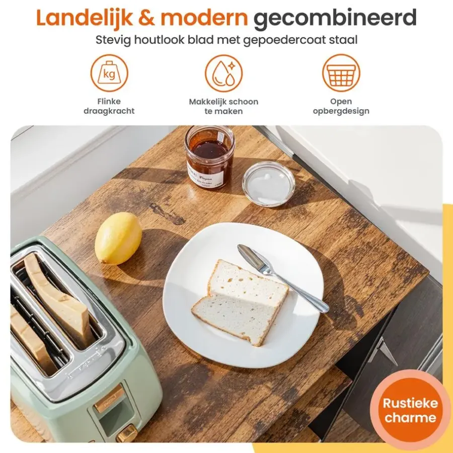 Goliving Keukentrolley - Keukenkast - Keukenrek - Keuken Organizer - Bruin