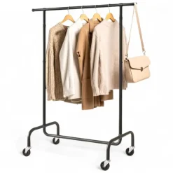 Kledingopbergers|Kledingrekken-Goliving Kledingrek op wieltjes XL - Uitschuifbare Kledingstang 112-150 cm
