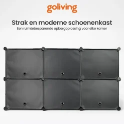 Schoenenkasten-Goliving Opvouwbare Opbergkast - 24 Paar - 92 x 82 cm - Schoenenkast - Zwart