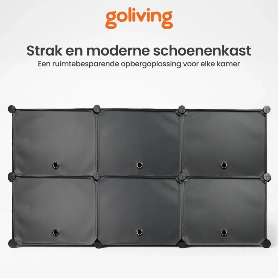Schoenenkasten-Goliving Opvouwbare Opbergkast - 24 Paar - 92 x 82 cm - Schoenenkast - Zwart