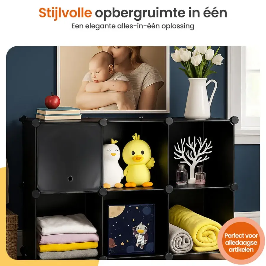 Schoenenkasten-Goliving Opvouwbare Opbergkast - 24 Paar - 92 x 82 cm - Schoenenkast - Zwart
