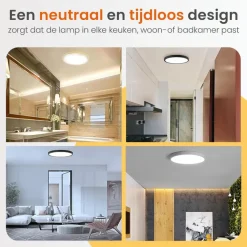 Goliving Plafondlamp - Plafonnière - LED - 30x30x2.1 cm - Zwart
