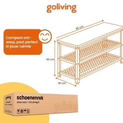 Kledingopbergers-Goliving Schoenenrek - Schoenenbank - Halbank - Industrieel - Bruin