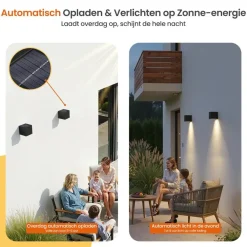 Wandlampen-Goliving Solar Kubus Wandlamp - Solar Tuinverlichting - Zwart