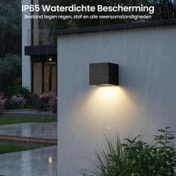 Wandlampen-Goliving Solar Kubus Wandlamp - Solar Tuinverlichting - Zwart