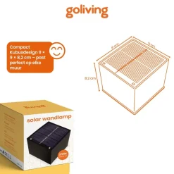Wandlampen-Goliving Solar Kubus Wandlamp - Solar Tuinverlichting - Zwart