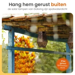 Kandelaars En Windlichten-Goliving Solar Tafellamp Glow – 2 Stuks – LED Buitenverlichting - Zonne-energie